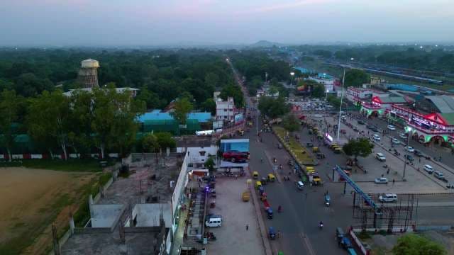 Aerial View of Jhansi Junction Railway Station and Cityscape at Dusk