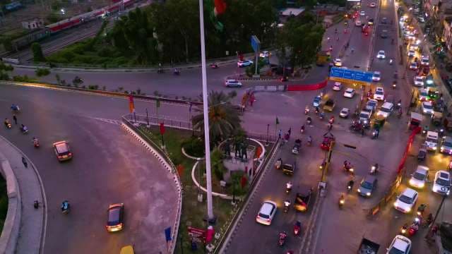 Aerial View of Busy City Traffic Junction at Dusk in Ludhiana