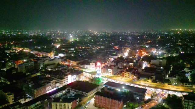 Aerial Night View of Ludhiana Clock Tower and Cityscape