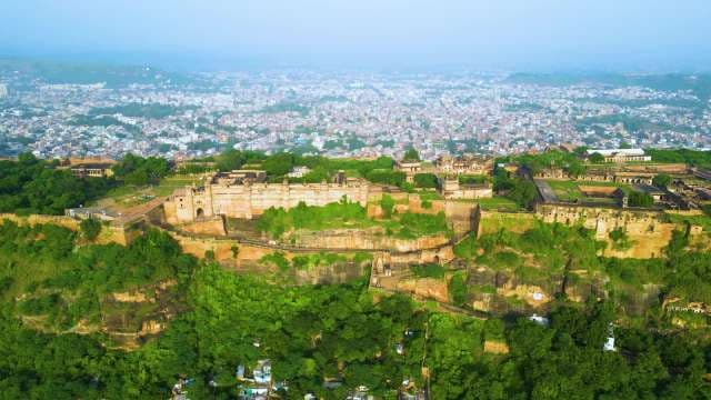 Aerial View of Gwalior Fort and Cityscape in Madhya Pradesh India