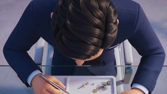 3D Animated Businessman Repairing Mechanical Clockwork with Precision Tweezers