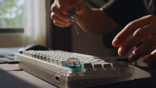 Installing Custom Artisan Coral Keycap on Mechanical Keyboard