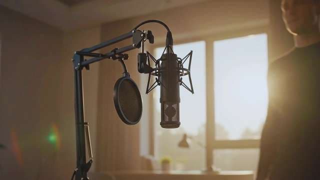 Professional Studio Microphone in Sunset Home Office