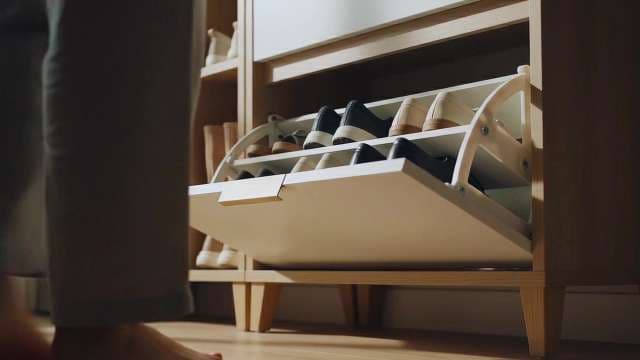 Modern Wooden Shoe Cabinet Organizer for Home Entryway Storage