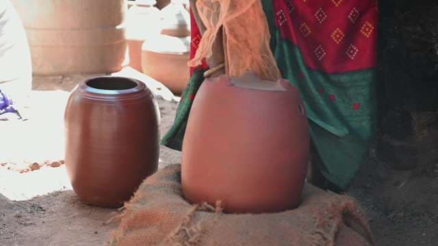 Traditional Indian Terracotta Pottery Process in Rural Village
