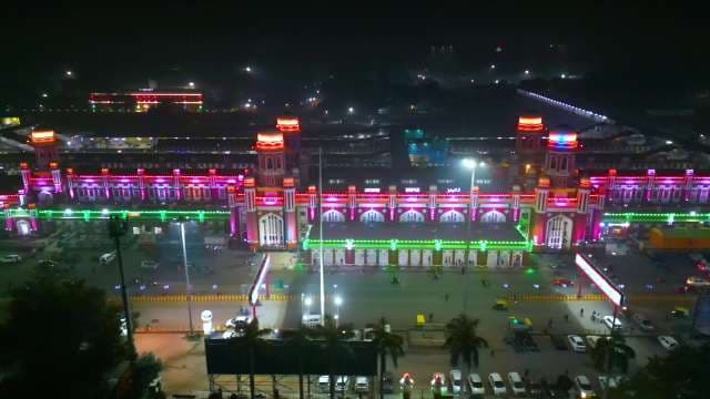 Lucknow Charbagh Railway Station Night Illumination