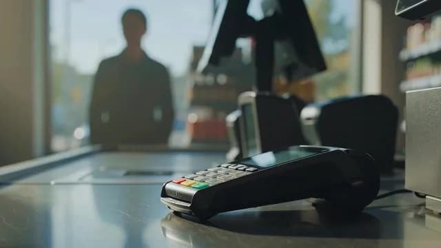 POS Credit Card Terminal on Retail Checkout Counter