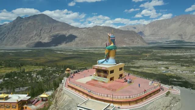 Maitreya Buddha Statue Overlooking Nubra Valley in Ladakh India