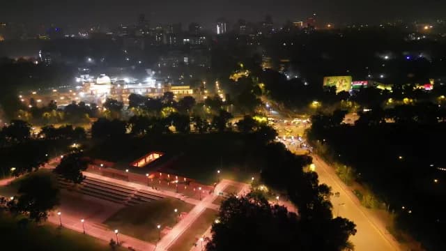 Aerial Night View of National Gallery of Modern Art New Delhi