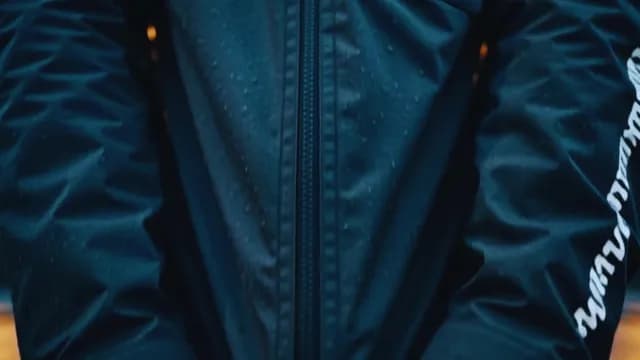Close-up of Raindrops on Waterproof Sport Jacket