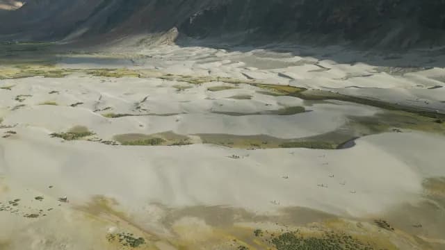 Aerial View of Hunder Sand Dunes in Nubra Valley Ladakh India