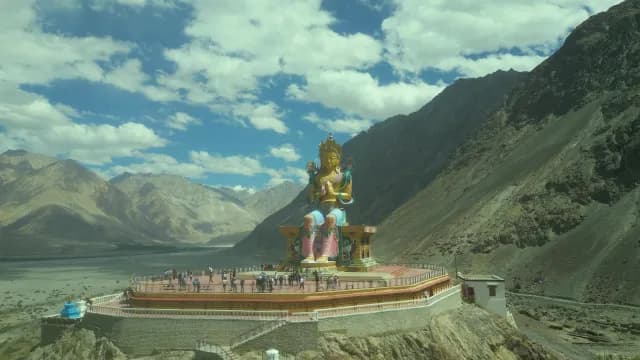 Maitreya Buddha Statue in Nubra Valley Ladakh India