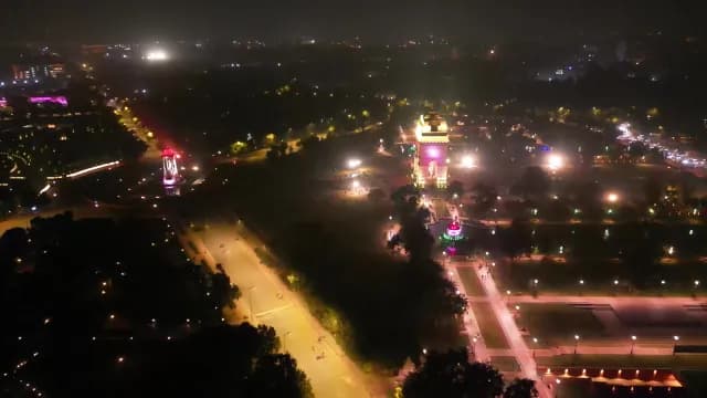 India Gate Aerial Night View New Delhi Landmark