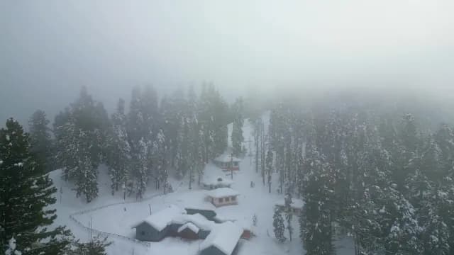 Aerial View of Srinagar Valley Shrouded in Thick Fog