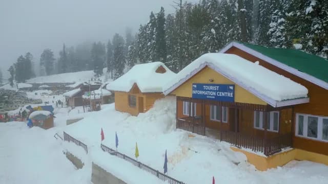 Snowy Gulmarg Tourist Information Centre in Winter Kashmir