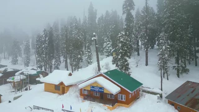 Tourist Information Centre in Snowy Gulmarg Mountains, India