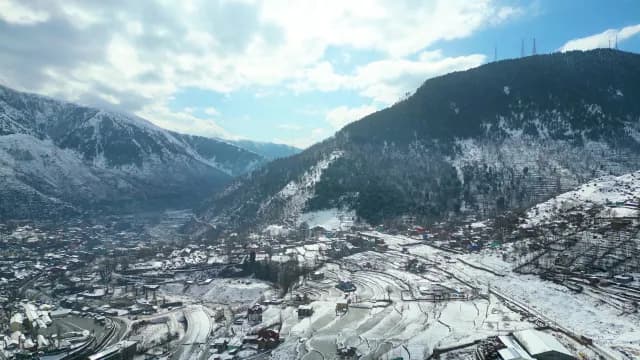 Aerial View of Snow Covered Srinagar