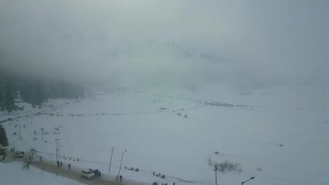 Foggy Snow Valley in Gulmarg Kashmir Winter