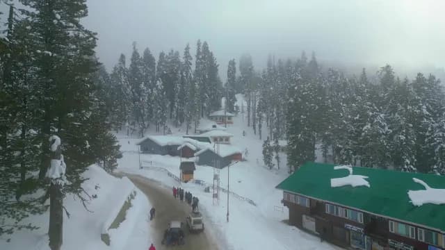 Winter Landscape of Gulmarg Village in Kashmir Covered in Snow