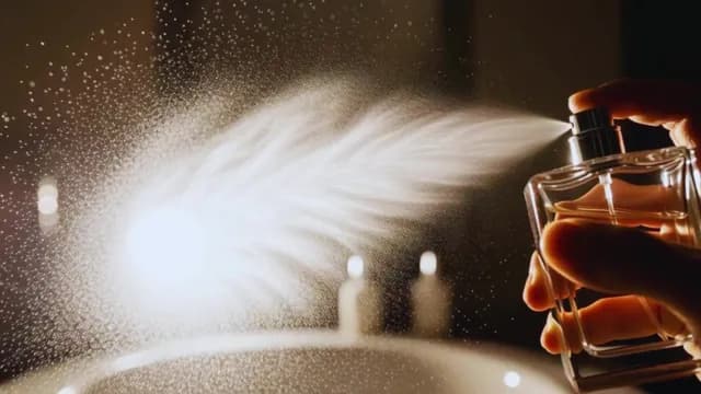 Cinematic Close-Up of Perfume Spray Mist in Slow Motion