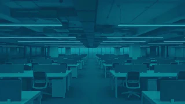 Empty Modern Corporate Office Interior with Blue Lighting