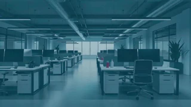 Modern Empty Open Plan Office with Blue Tones