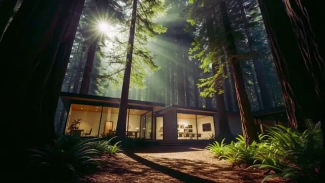 Modern Glass House Tucked in Sunlit Redwood Forest