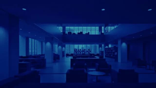 Cinematic Blue Corporate Office Lobby Interior