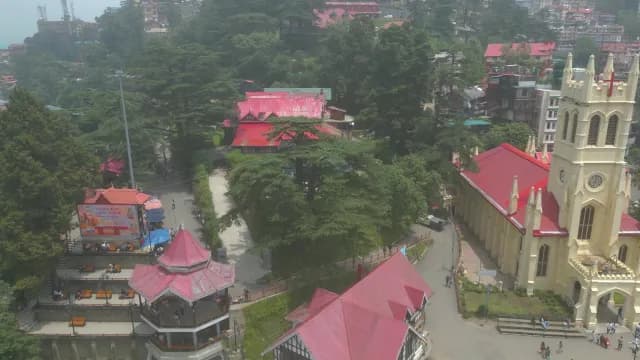 Aerial View of Christ Church and The Ridge in Shimla India