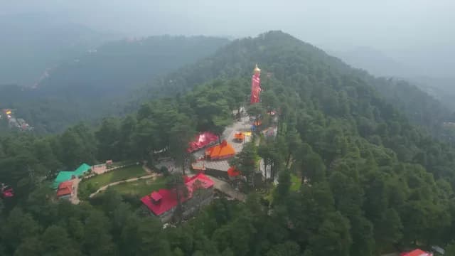 Aerial View of Jakhoo Temple and Hanuman Statue in Shimla