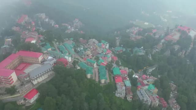 Aerial View of Foggy Shimla Hill Station in India