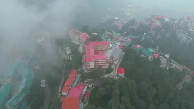 Aerial View of Shimla Hill Station Shrouded in Dense Mist