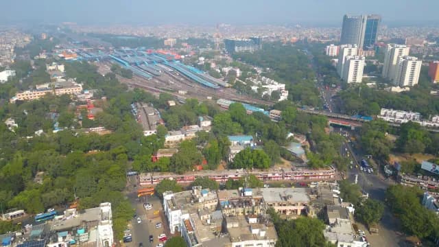 Aerial View of New Delhi Railway Station and Cityscape