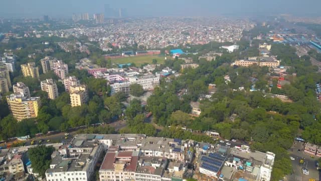 Aerial View of New Delhi Urban Landscape and Greenery