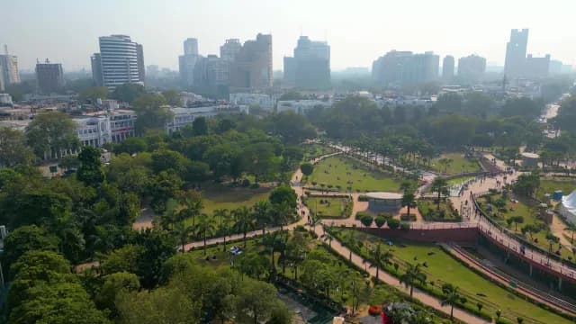 Aerial View of Central Park and Connaught Place Skyline