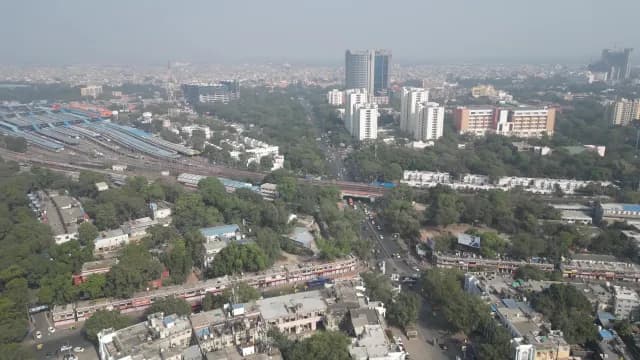 Aerial Perspective of New Delhi Railway Station and Urban Landscape