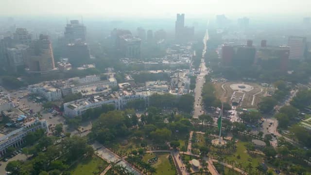 Aerial View of Connaught Place and Central Park in New Delhi