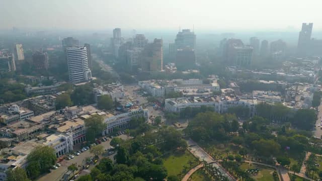Aerial View of Connaught Place New Delhi Hazy Cityscape