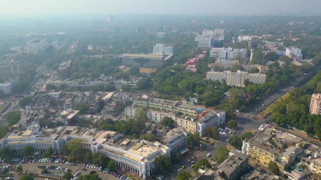Aerial Panorama of Connaught Place and New Delhi Skyline