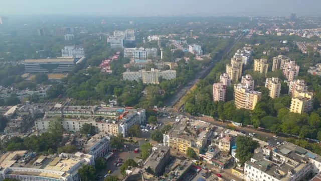 Aerial View of New Delhi Cityscape and Architecture