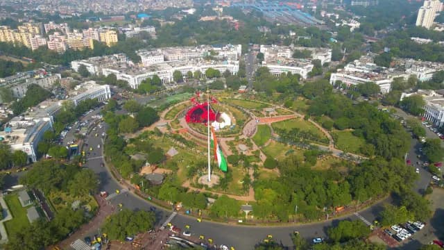 Aerial View of Connaught Place and Central Park New Delhi