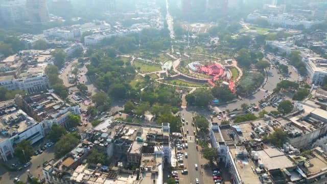 Aerial view of Connaught Place circular hub in New Delhi