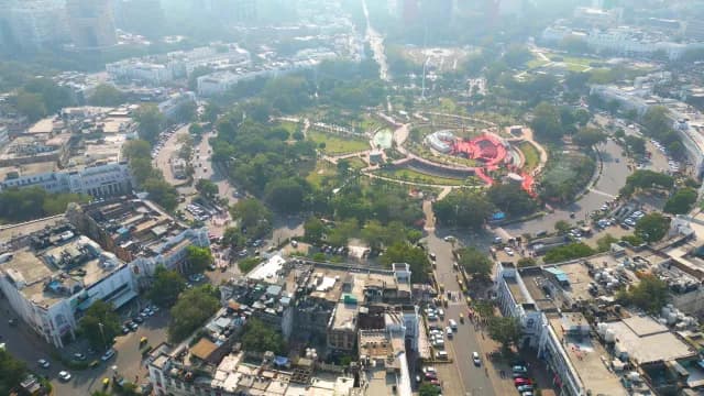 Aerial View of Connaught Place Central Park New Delhi