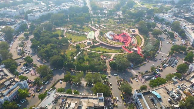 Aerial View of Connaught Place Circular Park in New Delhi India