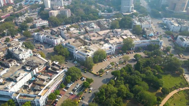 Aerial View of Connaught Place Commercial Hub in New Delhi