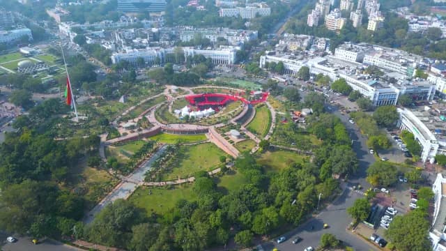 Aerial View of Connaught Place and Central Park New Delhi
