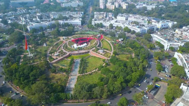 Aerial View of Connaught Place Central Park in New Delhi India