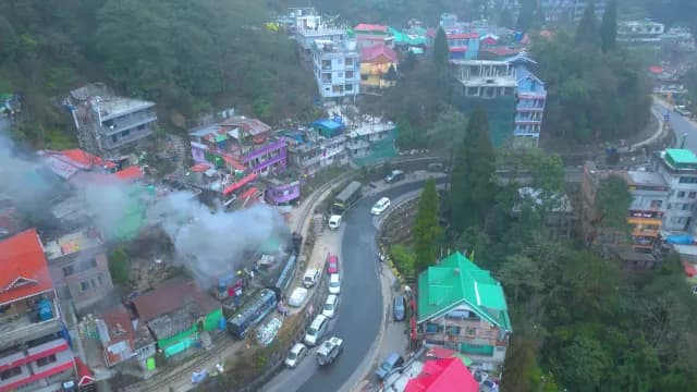 Aerial View of Darjeeling Himalayan Railway Toy Train and Hill Town