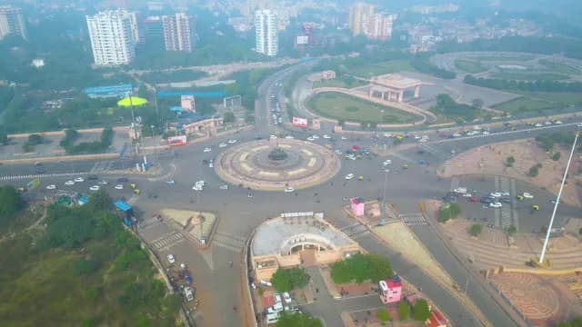 Aerial View of Ambedkar Memorial Park Roundabout in Lucknow India