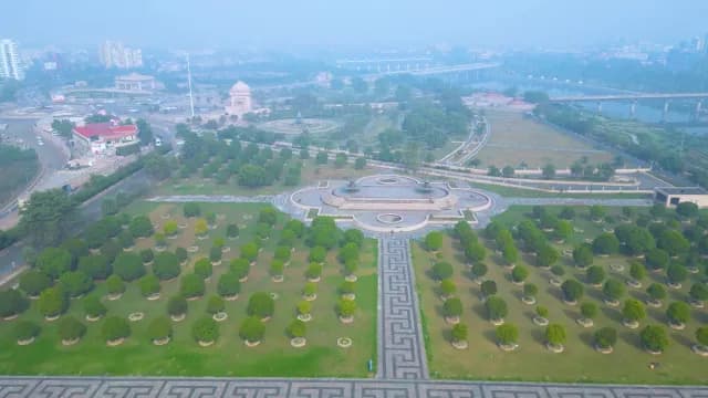 Aerial View of Janeshwar Mishra Park in Hazy Lucknow